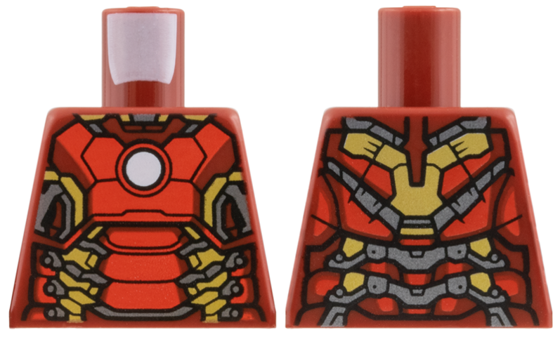 Lego Torso Armor with White Circle, Red and Gold Plates and Silver Accents (Mark 43) Pattern