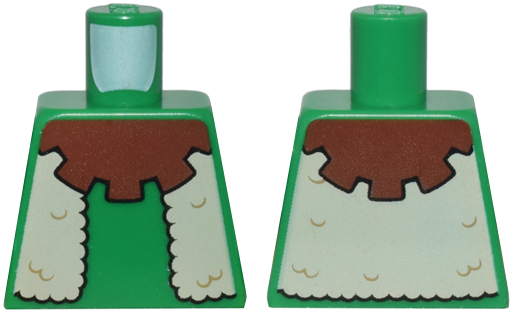 Lego Torso Forestman Reddish Brown Collar and Tan Fur Vest Pattern