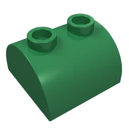 Brick Curved 2 x 2, Two Top Studs / Green