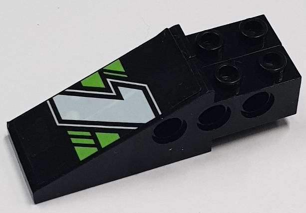 Lego Stickered Assembly 6 x 2 x 1 2/3 with White Number 1 and Lime Stripes Pattern (Sticker) - Set 8647