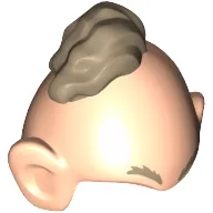 Head Top, Bald Conehead with Large Ears, Dark Tan Eyebrows and Hair Tuft Print / Light Nougat