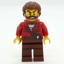 Criminal, Red Jacket over Prison Shirt, Reddish Brown Hair, Beard