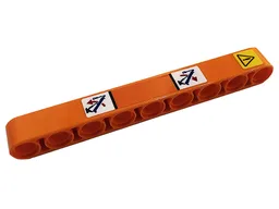 Technic, Liftarm Thick 1 x 9 with Exclamation Mark in Yellow Danger Sign, Red Arrows, Blue Crane Arms Pattern (Sticker) - Set 42128