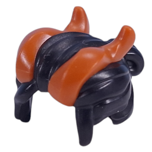 Lego Hair with Dark Orange Horns pattern / Black