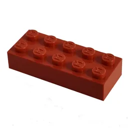 Modulex Brick 2 x 5 with M on Studs / Modulex Red