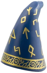 Minifigure, Headgear Hat, Cone Drooping, Wizard with Gold Stripe and Runes Pattern