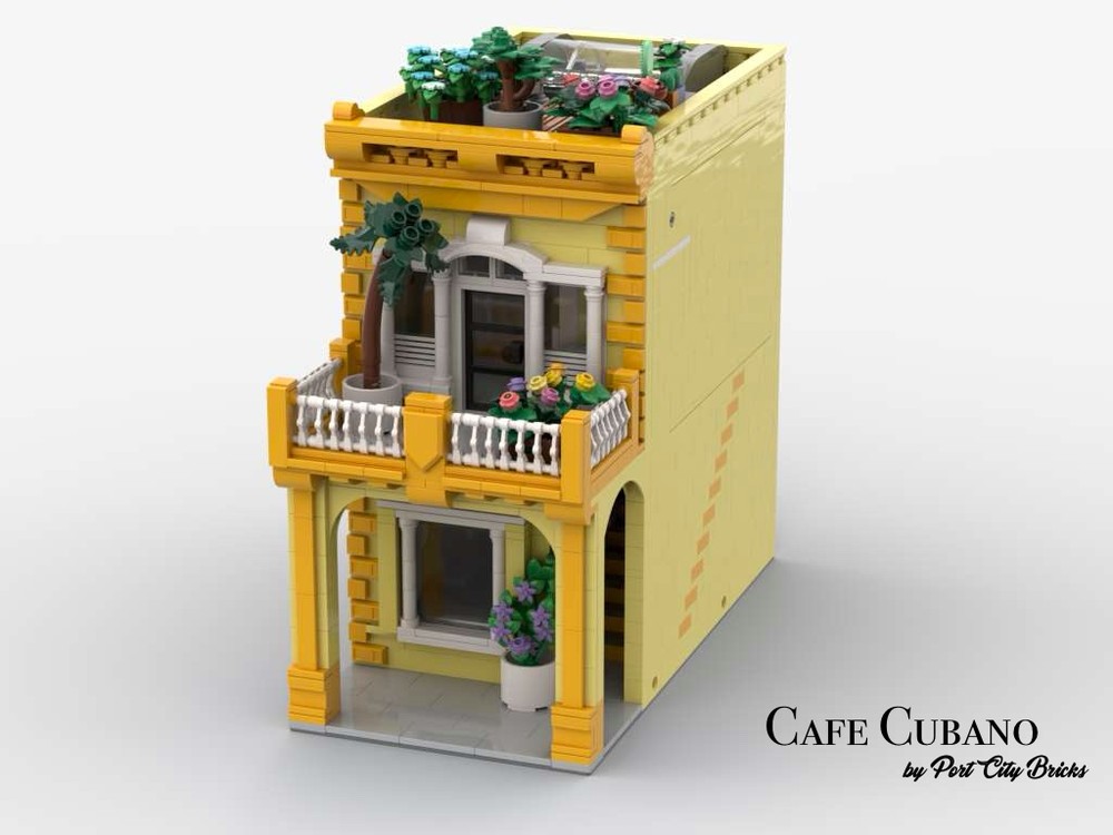 Lego Cafe Cubano - Coffee Shop and Apartment Modular with Rooftop Garden
