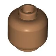 Minifig Head [Plain] [Vented Stud - 2 Holes] / Medium Nougat