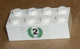 Brick 2 x 4 with Black Number 2 in Green Laurels Pattern (Sticker) - Set 6539