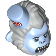 Lego Minifig Head Special, Monkey with Hat and Teeth Grin Print / Bright Light Blue