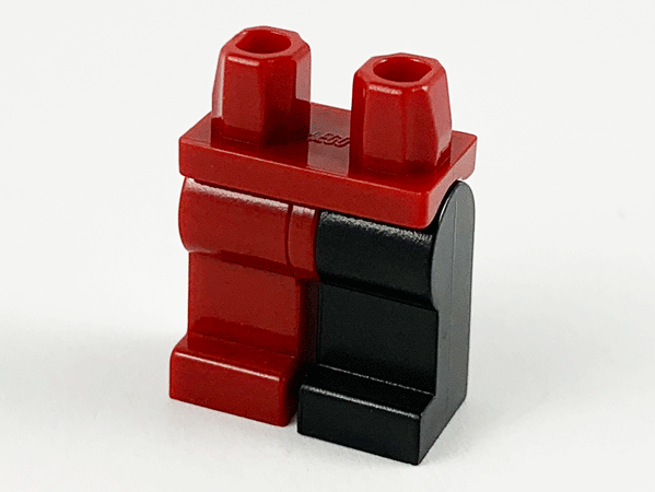 Lego Hips and 1 Black Left Leg, 1 Dark Red Right Leg