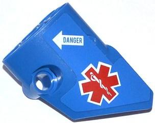 Lego Technic, Panel Fairing # 2 Small Smooth Short, Side B with EMT Star of Life and White Arrow with 'DANGER' Pattern (Sticker) - Set 42020