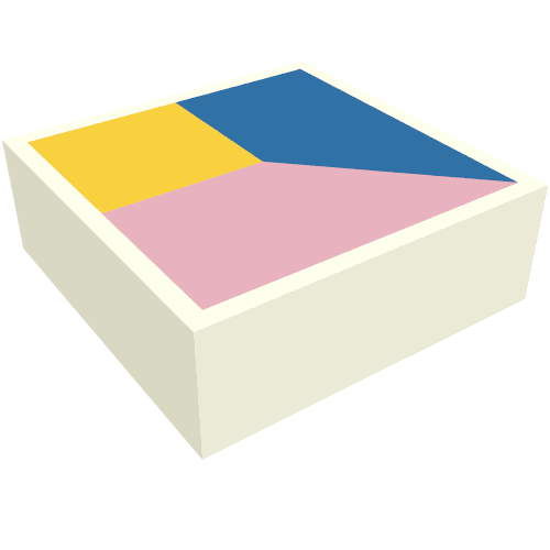 Lego Tile 1 x 1 with Blue/Bright Pink/Bright Light Orange Cube print / White