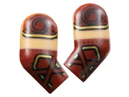 Arm, (Matching Left and Right) Pair with Molded Medium Tan Short Sleeves and Printed Dark Red Shoulders, Gold Trim and Straps on Gauntlets Pattern / Dark Red