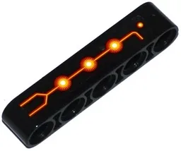Technic, Liftarm Thick 1 x 5 with Fire Cores and Black, Red and Yellow Lines Pattern Model Right Side (Sticker) - Set 70144