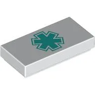 Tile 1 x 2 with Dark Turquoise Star of Life Print