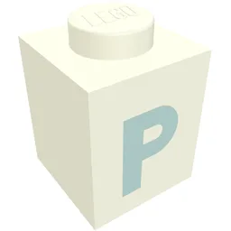 Brick 1 x 1 with Blue 'P' Print (Bold Font) / White