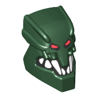 Lego Minifig Head Special, Piraka Zaktan with Eyes and Teeth Print / Dark Green