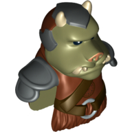 Lego Minifig Head Special, Gamorrean with Armor and Belt Print / Reddish Brown