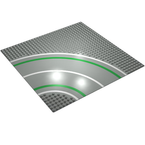 Lego Baseplate 32 x 32 with 7-Stud Curve with Road Print / Light Gray