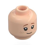 Lego Minifig Head Ginny Weasley, Dark Orange Eyebrows, Freckles, Tired Smile / Closed Eyes, Sleeping / Light Nougat