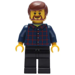 Man, Dark Blue Plaid Shirt, Black Legs, Beard