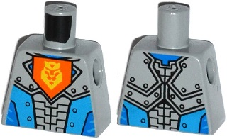 Lego Torso Nexo Knights Armor with Orange Emblem with Yellow Crowned Lion, Dark Azure Panels Pattern