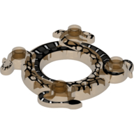 Lego Ring 4 x 4 with 2 x 2 Hole and 2 Intertwined Snakes with Dark Bluish Gray and White Scales Print (Ninjago Spinner Crown)