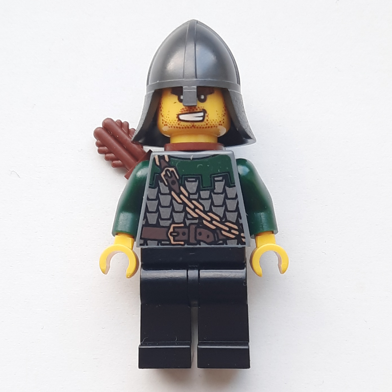 Lego Dragon Knight, Archer, Dark Green, Helmet, Quiver (Pearl Titanium)