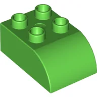 Duplo Brick 2 x 3 with Curved Top / Bright Green