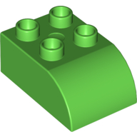 Lego Duplo Brick 2 x 3 with Curved Top / Bright Green