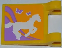 Flag 2 x 2 Square with Flat Edge with Horse and 2 Butterflies Pattern (Sticker) - Set 3189