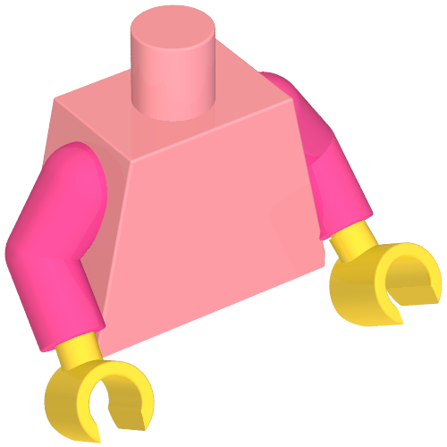 Lego Torso, Dark Pink Arms, Yellow Hands [Plain] / Pink
