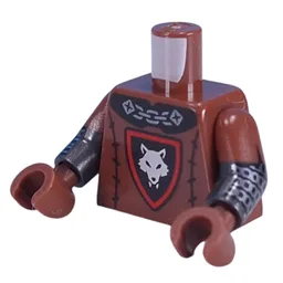Torso, Dual Molded Arms, Wolfpack Symbol, Black belt, Silver Chainmail Print with Reddish Brown Sleeves Pattern, Pearl Titanium Arms, Reddish Brown Hands / Reddish Brown