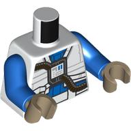 Lego Torso Rebel E-Wing Pilot Suit, Black Hoses, White Pockets print, Blue Arms, Dark Tan Hands / White