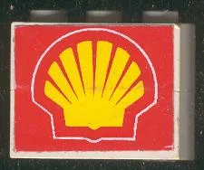 Stickered Assembly 3 x 1 x 2 with Shell Logo Pattern on Both Sides (Stickers) - Set 6378