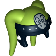Lego Headdress Twi'lek with Black and Flat Silver Oola Print / Lime