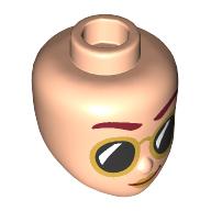 Lego Minidoll Head Dark Red Eyebrows, Gold Sunglasses, Black Glasses / Light Nougat
