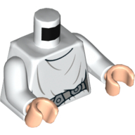 Lego Torso Robe, Belt, Creases Print, White Arms, Light Nougat Hands / White