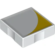Duplo Tile 2 x 2 with Shape Yellow Inverse Quarter Disc Print / White