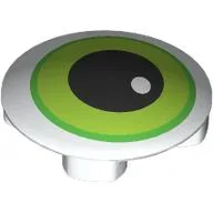 Plate Round 2 x 2 with Rounded Bottom with Eye, Lime/Green Iris Print