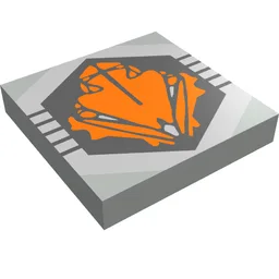 Tile 2 x 2 with Orange UFO Print / Light Gray
