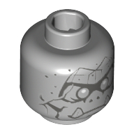Lego Minifig Head Gargoyle, Cracks, Fangs and Speckled Stone Print / Light Bluish Gray