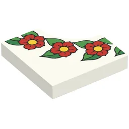 Tile Special 2 x 2 without 1 x 1 Quarter Circle with Scala Flower Print / White