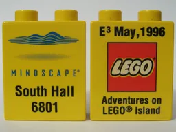 Duplo, Brick 1 x 2 x 2 with E3 May 1996, Adventures on LEGO Island and Mindscape South Hall 6801 Pattern