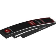 Lego Brick Curved 1 x 6 with White 'H', Arrow on red Circles, White Sponsors print / Black