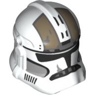 Lego Helmet Clone Trooper Phase 2, Closed Front, Holes for Visor with Dark Tan Markings print / White