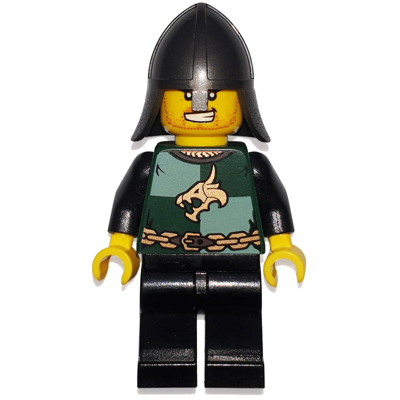Lego Dragon Knight, Dark Green, Pearl Dark Gray Helmet, Angry