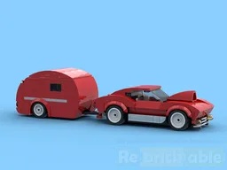 Stacey, red version with teardrop camper