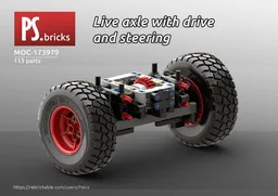 Solid axle with drive and steering (13L wide + tyres)